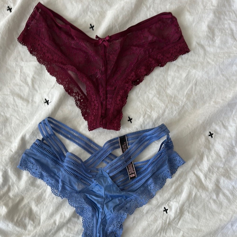 Elegant Lace Intimates Set - Burgundy and Blue